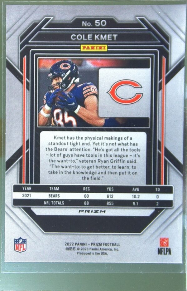 2022 Prizm Cole Kmet Blue #50 Bears - Image 3