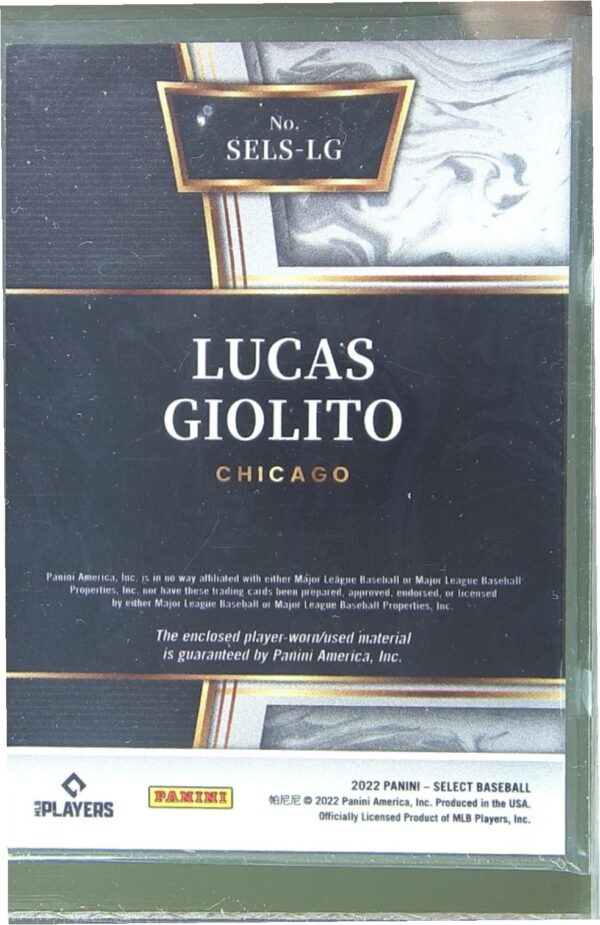 2022 Select Lucas Giolito JSY #SELS-LG Sox Select Swatches - Image 3