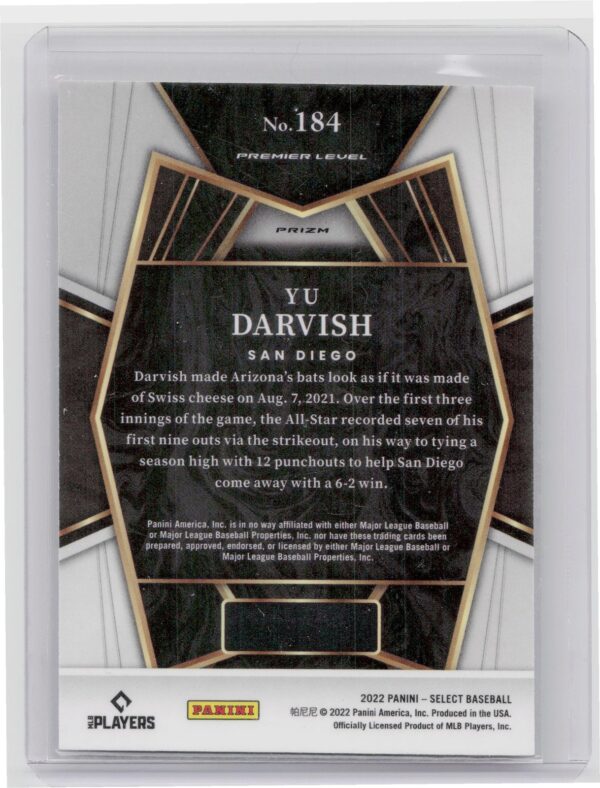 2022 Select Yu Darvish Prizm silver #184 Padres - Image 3