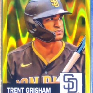 2022 Topps Chrome Platinum Anniversary Trent Grisham Yellow RayWave Ref /250