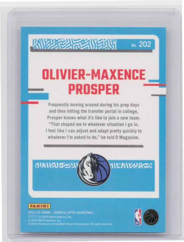 2023-24 Donruss Optic Olivier-Maxence Prosper RC 202 Mavericks - Image 3