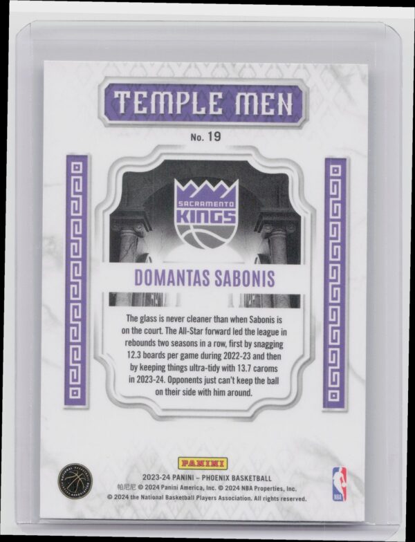 2023-24 Panini Phoenix Domantas Sabonis 19 Kings Temple Men Silver - Image 3