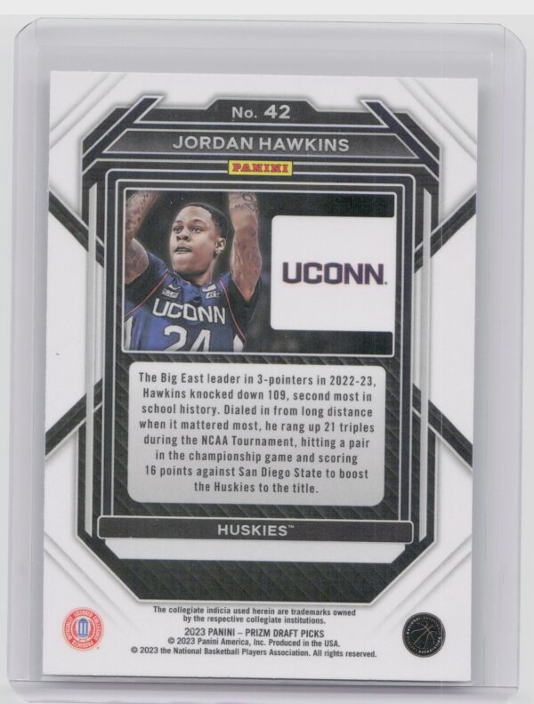 2023-24 Panini Prizm Draft Picks Jordan Hawkins Rookie RC #42 Huskies - Image 3