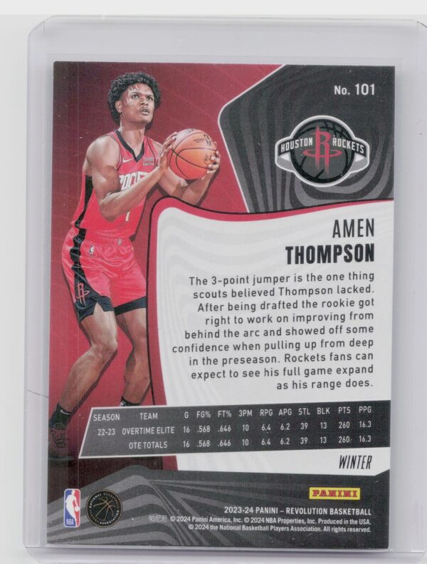 2023-24 Panini Revolution Amen Thompson Winter 101 Rockets - Image 3
