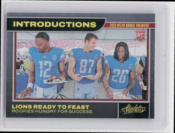 2023 Absolute Gibbs, Hooker, LaPorta Lions Ready to Feast RC #20 Lions