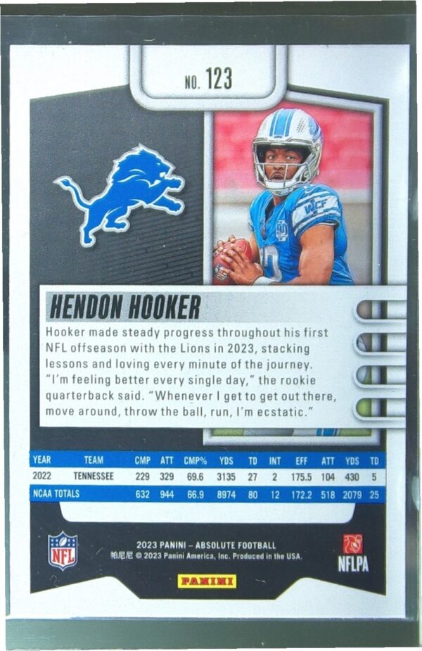 2023 Absolute Hendon Hooker Retail RC #123 Lions - Image 3