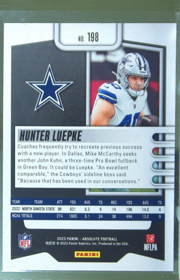 2023 Absolute Hunter Luepke Retail RC #198 Cowboys - Image 3