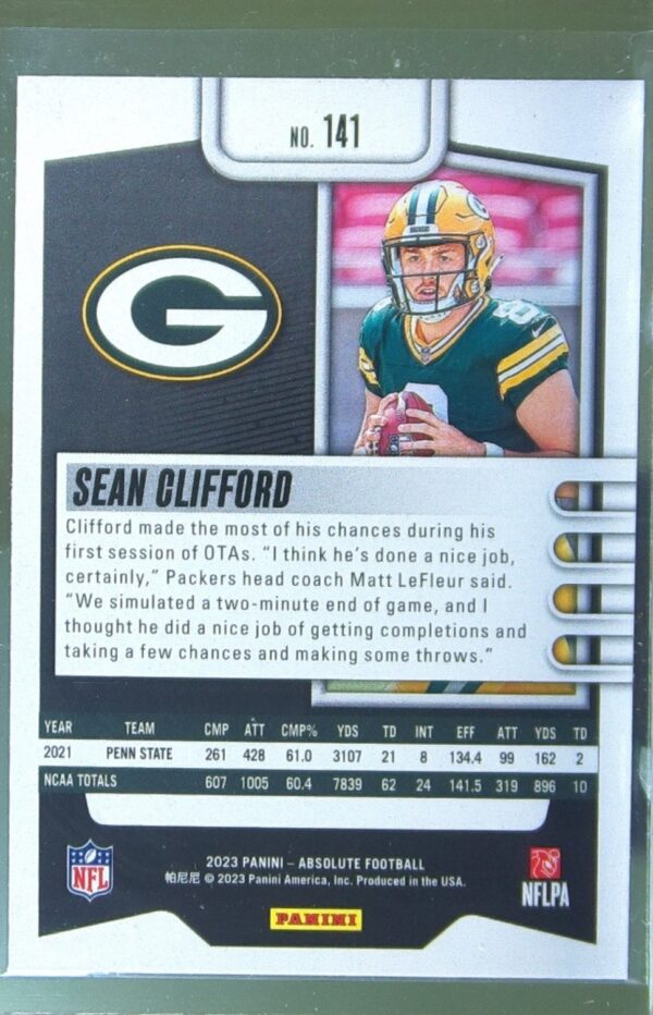 2023 Absolute Sean Clifford Retail RC #141 Packers - Image 3