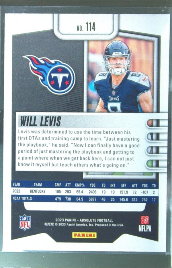 2023 Absolute Will Levis Retail RC #114 Titans - Image 3