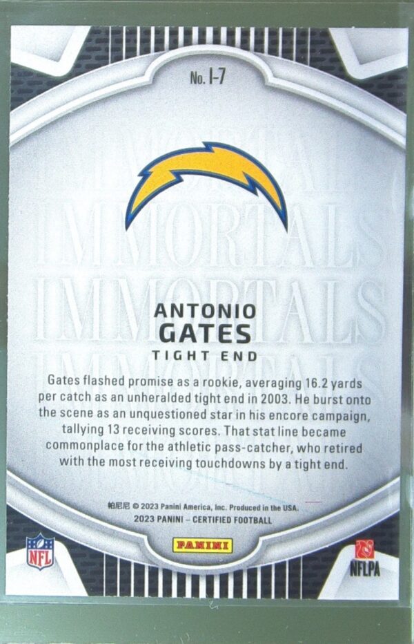 2023 Certified Antonio Gates #I-7 Chargers Immortals - Image 3