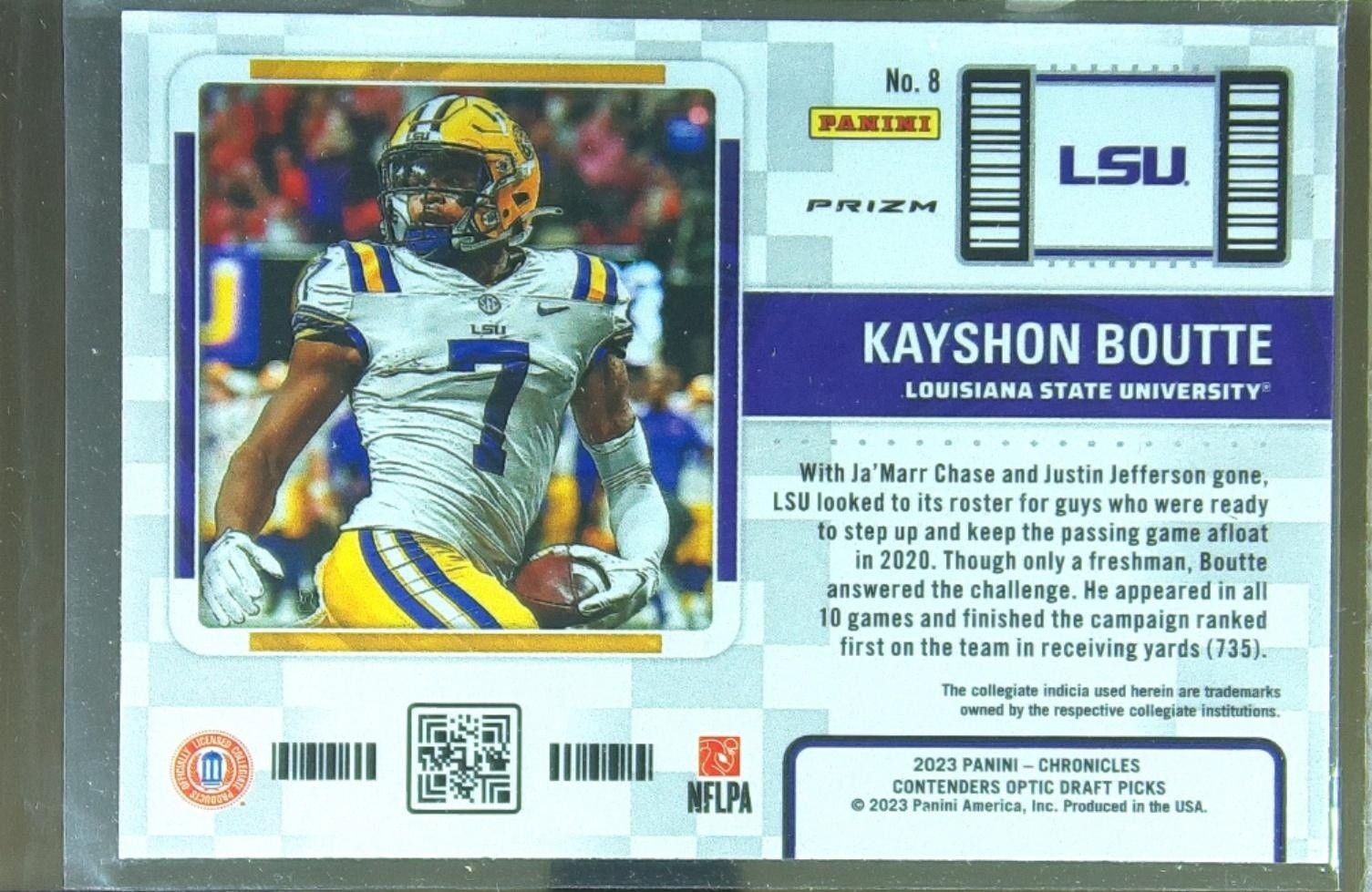 2023 Chronicles Draft Kayshon Boutte #8 Tigers Contenders Optic Orange - Image 3