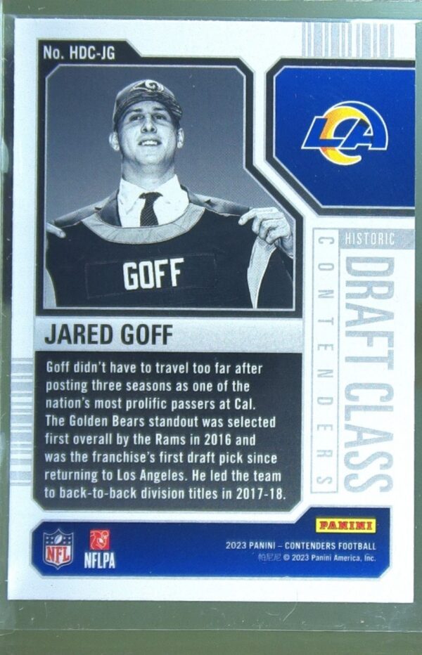 2023 Contenders Jared Goff #HDC-JG Rams Historic Draft Class Contenders - Image 3