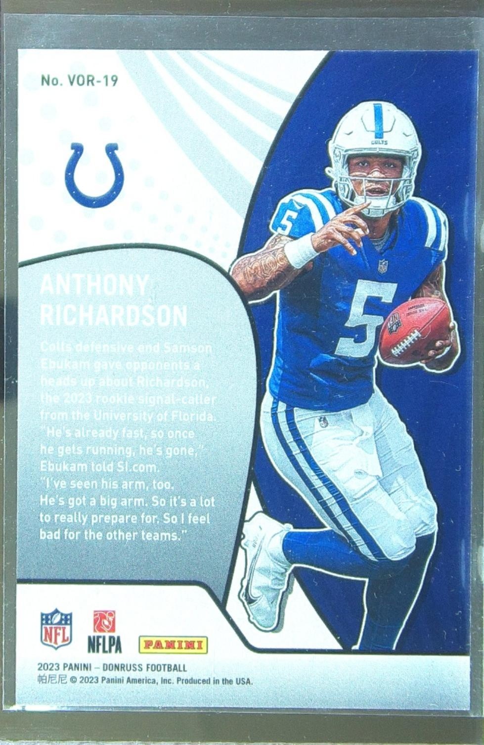 2023 Donruss Anthony Richardson RC #VOR-19 Colts Vortex - Image 3