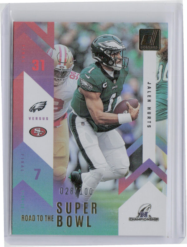 2023 Donruss Jalen Hurts SN100 #RTSBCC-JH Eagles Road to the Super Bowl Conferen