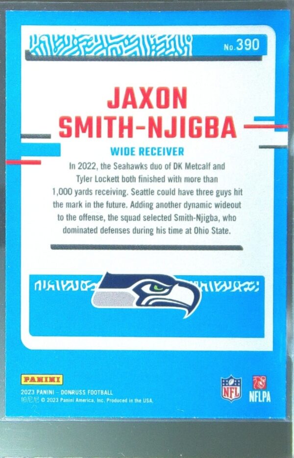 2023 Donruss Jaxon Smith-Njigba RC #390 Seahawks - Image 3