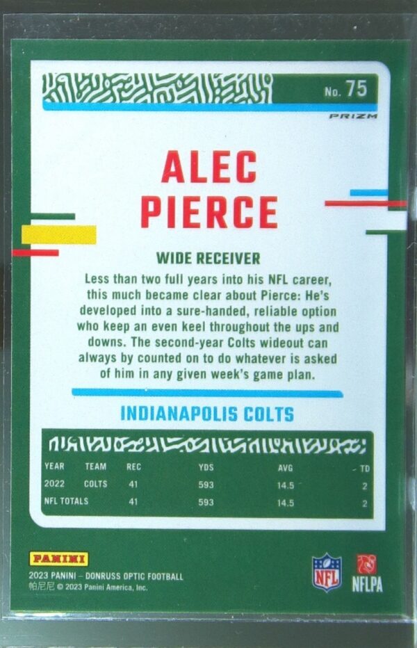 2023 Donruss Optic Alec Pierce Holo #75 Colts - Image 3