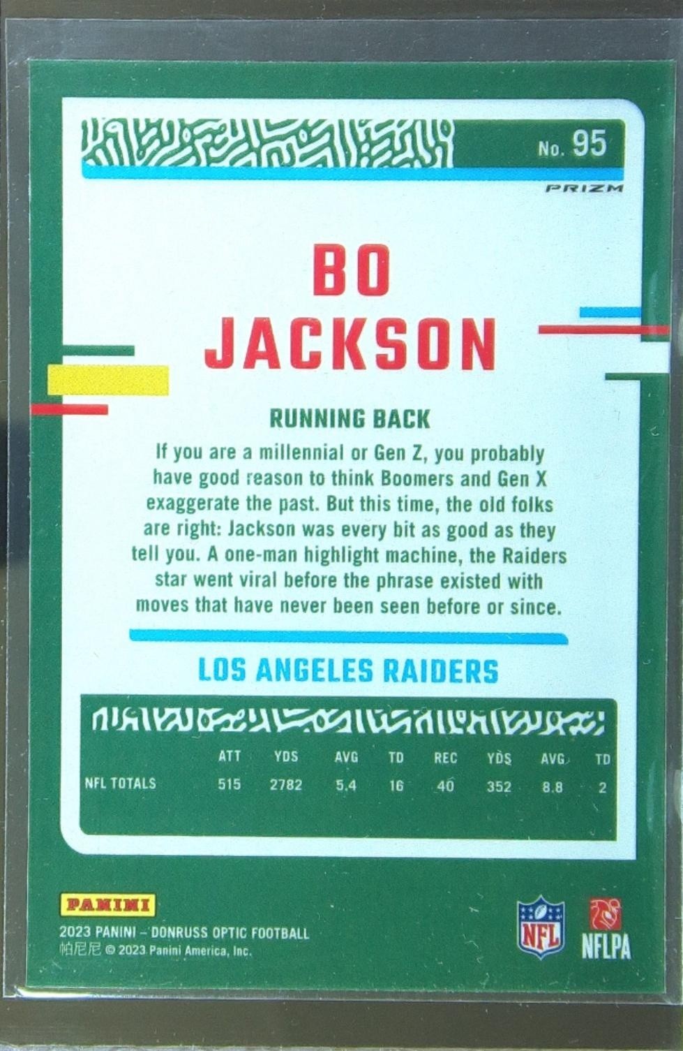 2023 Donruss Optic Bo Jackson Holo #95 Raiders - Image 3