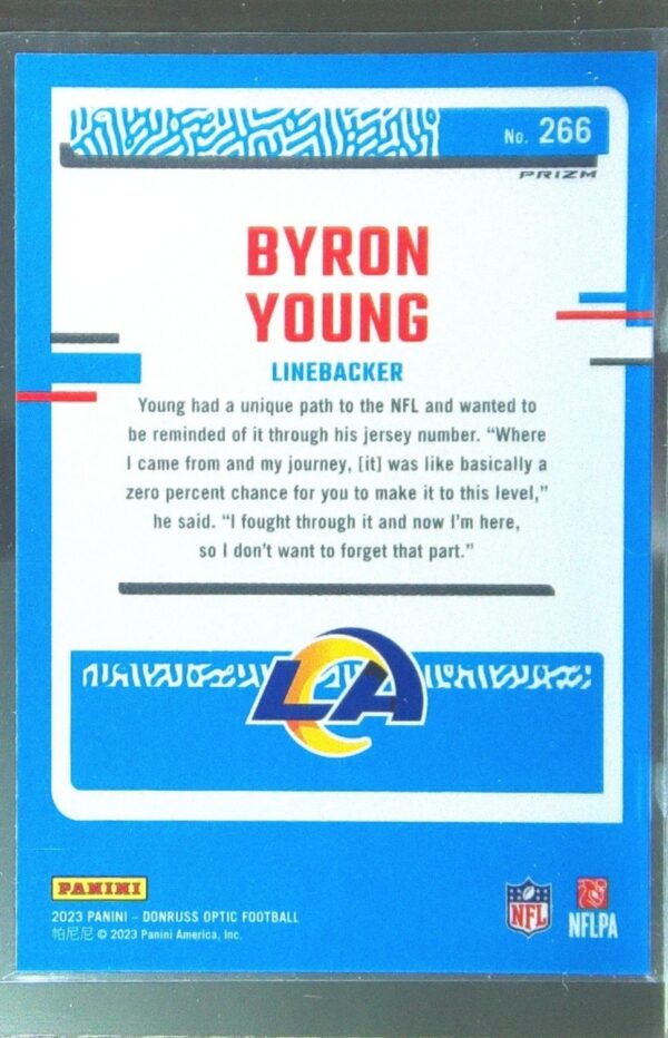 2023 Donruss Optic Byron Young Holo RC #266 Rams - Image 3