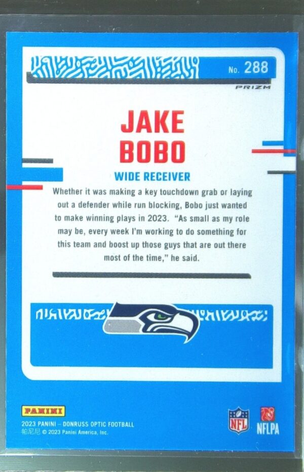 2023 Donruss Optic Jake Bobo Pink RC #288 Seahawks - Image 3