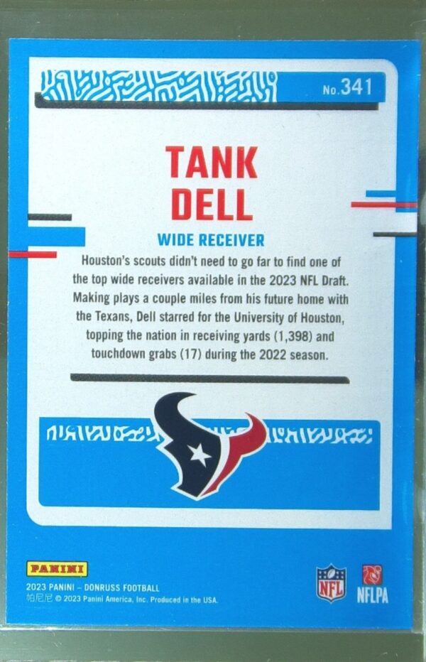 2023 Donruss Tank Dell RC #341 Texans - Image 3