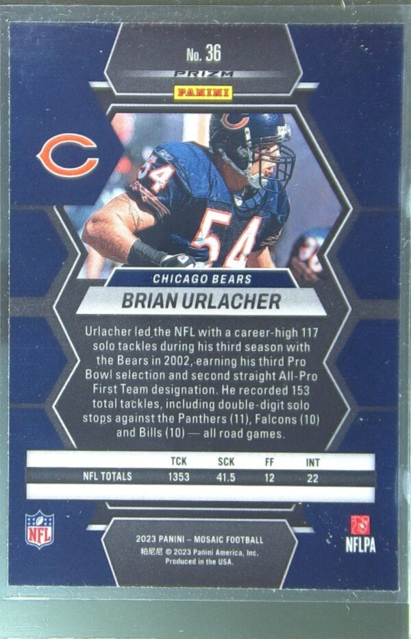 2023 Mosaic Brian Urlacher Reactive Blue Mosaic #36 Bears - Image 3