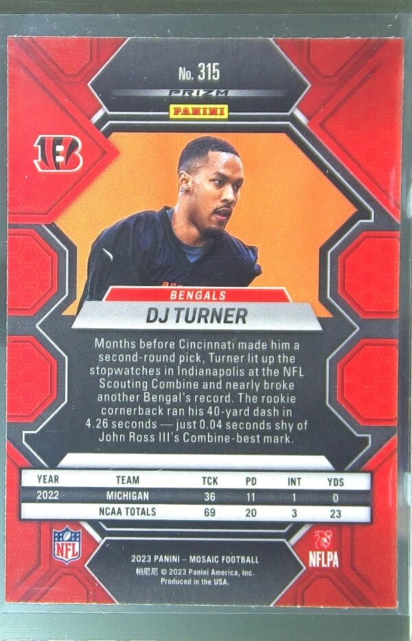 2023 Mosaic DJ Turner RC #315 Bengals - Image 3