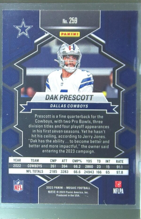 2023 Mosaic Dak Prescott National Pride #259 Cowboys - Image 3