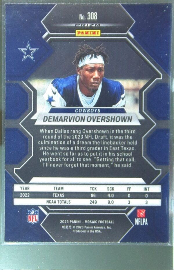 2023 Mosaic Demarvion Overshown RC #308 Cowboys - Image 3