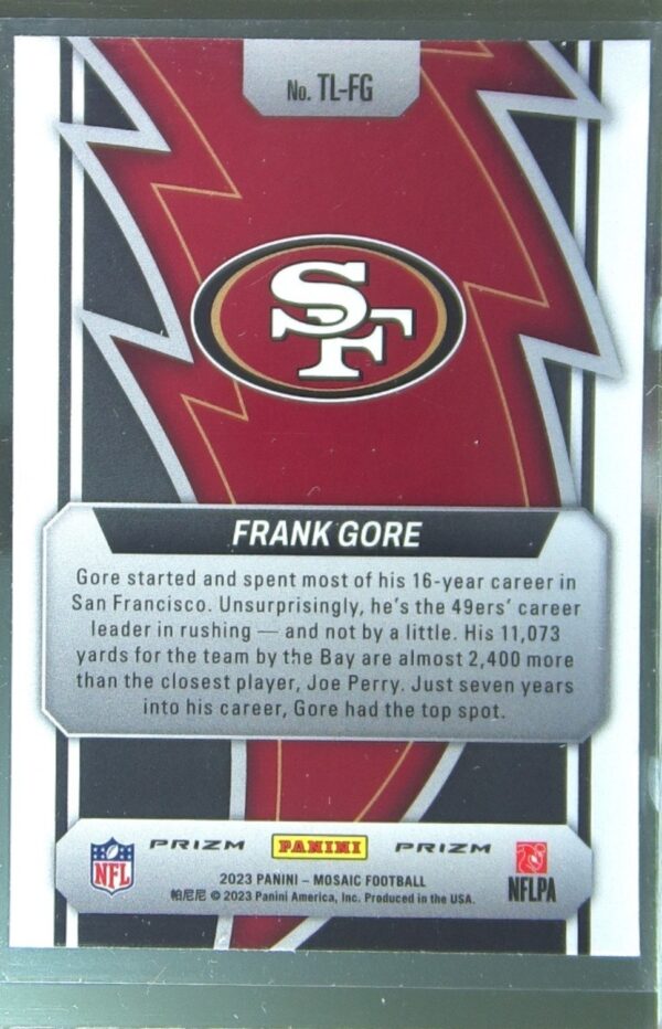 2023 Mosaic Frank Gore #TL-FG 49ers Thunder Lane Mosaic - Image 3