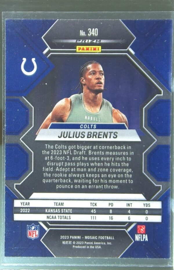 2023 Mosaic Julius Brents Reactive Blue Mosaic #340 Colts - Image 3