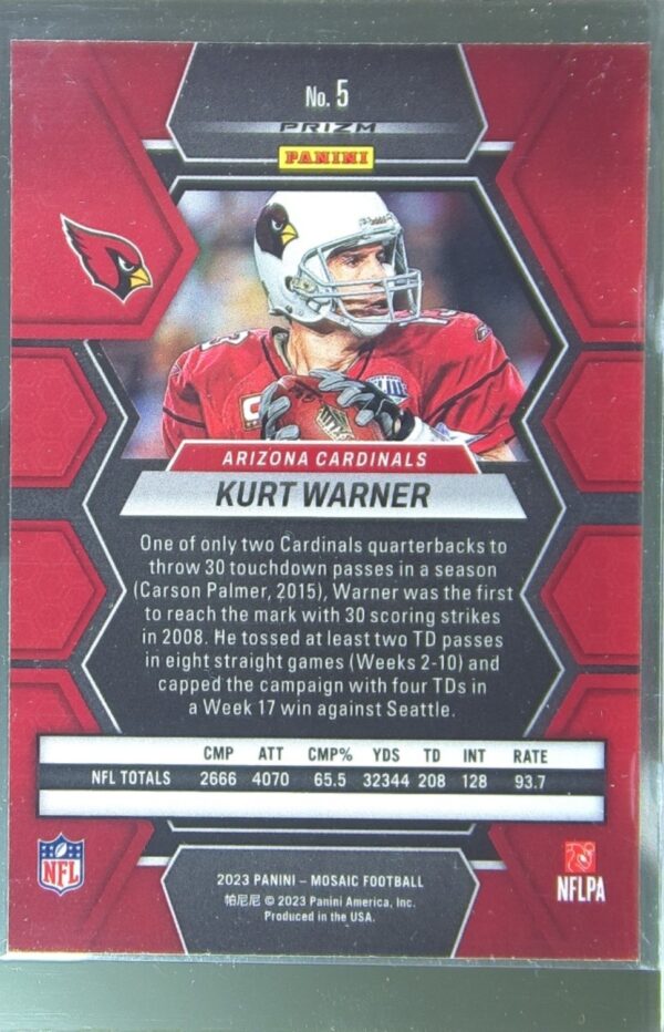 2023 Mosaic Kurt Warner Camo Pink Mosaic #5 Cardinals - Image 3