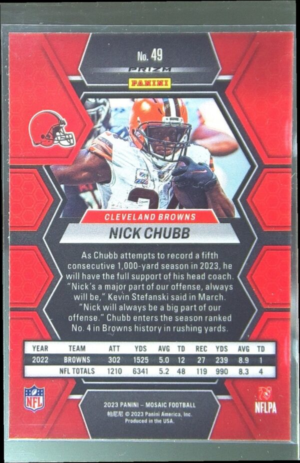2023 Mosaic Nick Chubb Silver #49 Browns - Image 3