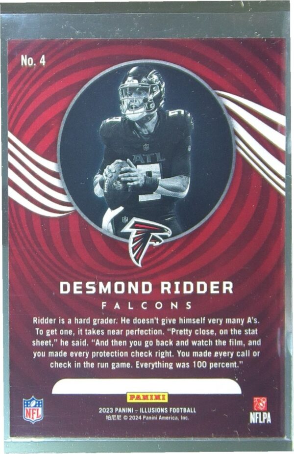 2023 Panini Illusions Desmond Ridder Orange Trophy Collection #4 Falcons - Image 3