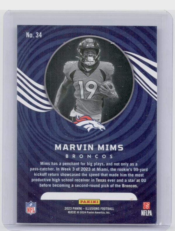 2023 Panini Illusions Marvin Mims RC #34 Broncos - Image 3