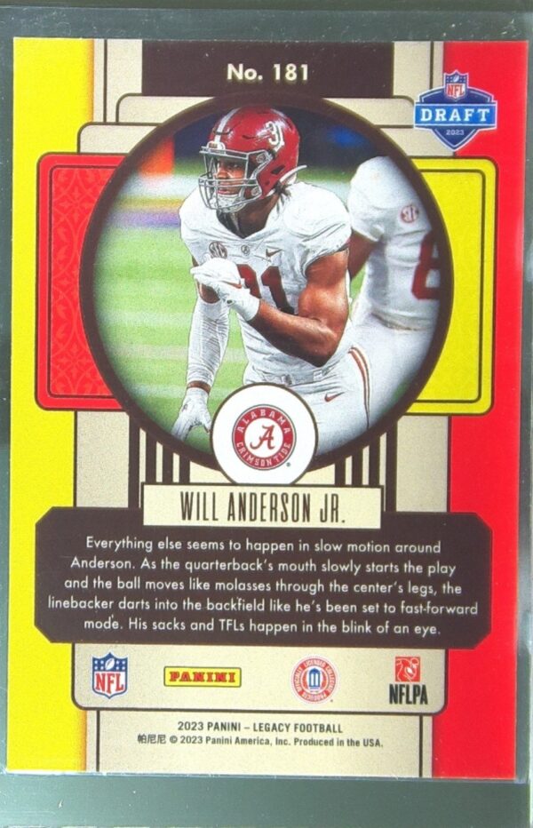 2023 Panini Legacy Will Anderson Jr. RC #181 Tide - Image 3