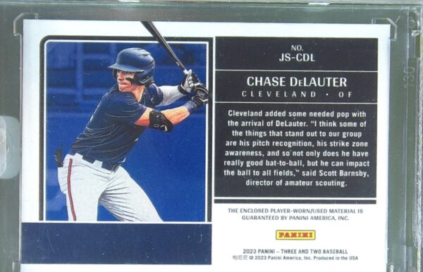 2023 Panini Three and Two Chase DeLauter JSY /49 #JS-CDL Guardians Jumbo Swatch - Image 3