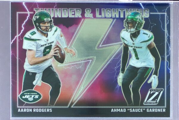 2023 Panini Zenith Aaron Rodgers / Ahmad "Sauce" Gardner #16 Thunder Lightning