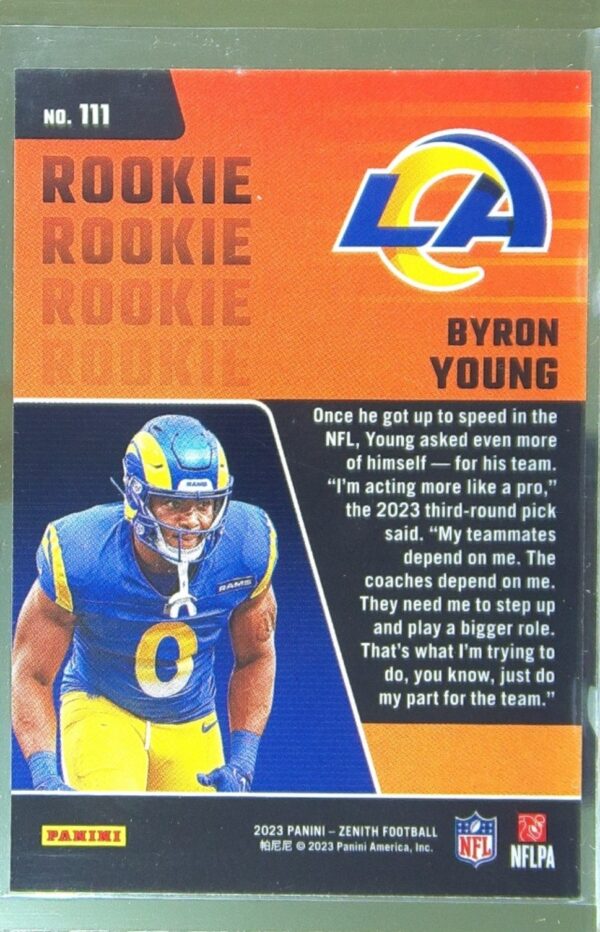 2023 Panini Zenith Byron Young Retail RC #111 Rams - Image 3