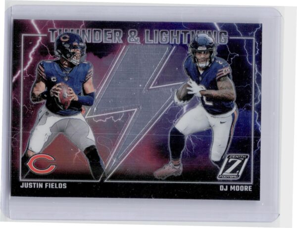 2023 Panini Zenith DJ Moore / Justin Fields #5 Bears Thunder and Lightning