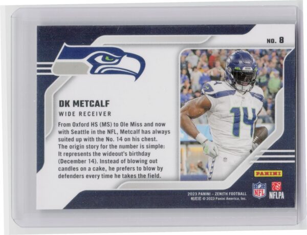 2023 Panini Zenith DK Metcalf Behind the Numbers #8 Seahawks - Image 3