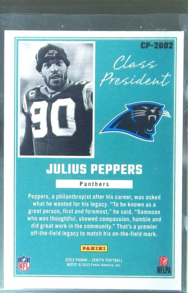 2023 Panini Zenith Julius Peppers #CP-2002 Panthers Class President - Image 3
