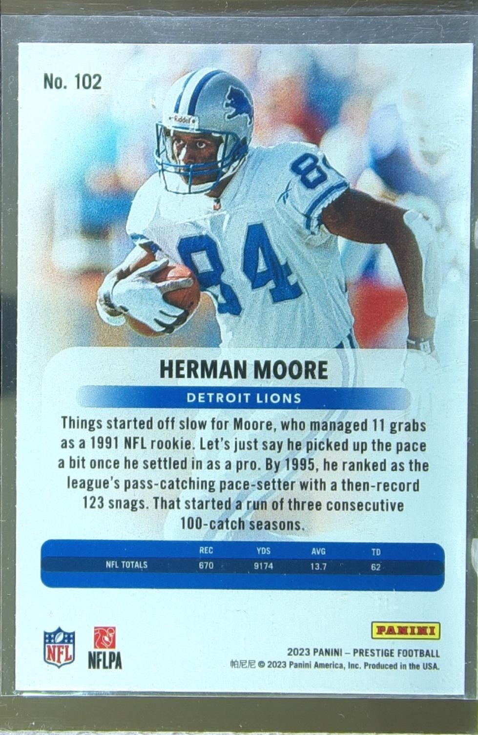 2023 Prestige Herman Moore Xtra Points Diamond #102 Lions - Image 3