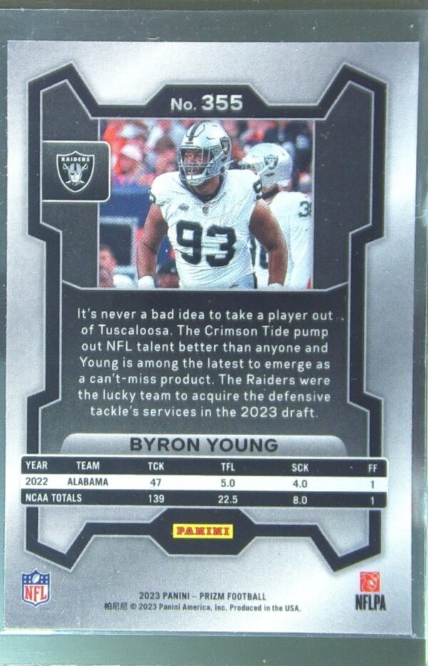 2023 Prizm Byron Young RC #355 Raiders - Image 3
