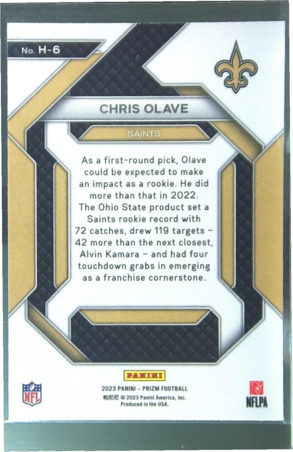 2023 Prizm Chris Olave #H-6 Saints Emergent - Image 3