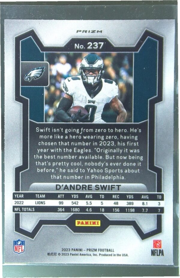 2023 Prizm D'Andre Swift Silver #237 Eagles - Image 3