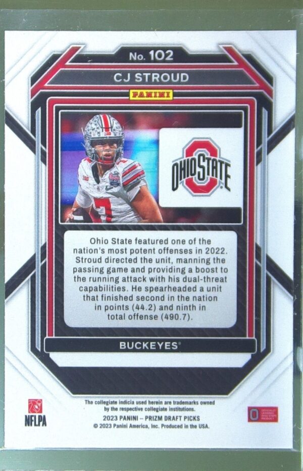 2023 Prizm Draft Picks C.J. Stroud RC #102 Buckeyes - Image 3