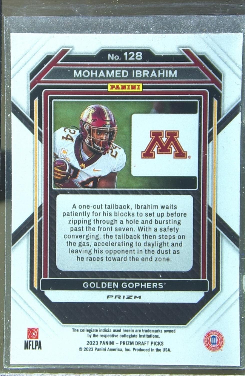 2023 Prizm Draft Picks Mohamed Ibrahim Prizms Silver RC #128 Gophers - Image 3