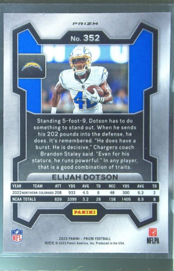 2023 Prizm Elijah Dotson Orange Disco RC #352 Chargers - Image 3