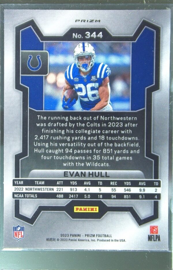2023 Prizm Evan Hull Neon Green Pulsar RC #344 Colts - Image 3