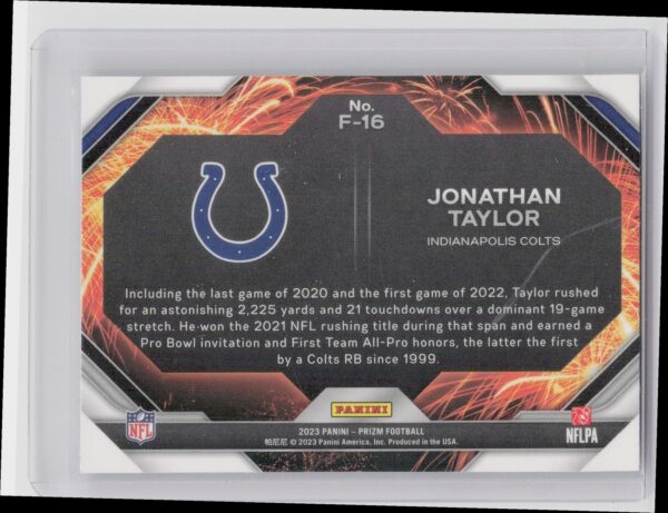 2023 Prizm Jonathan Taylor Fireworks #F-16 Colts - Image 3